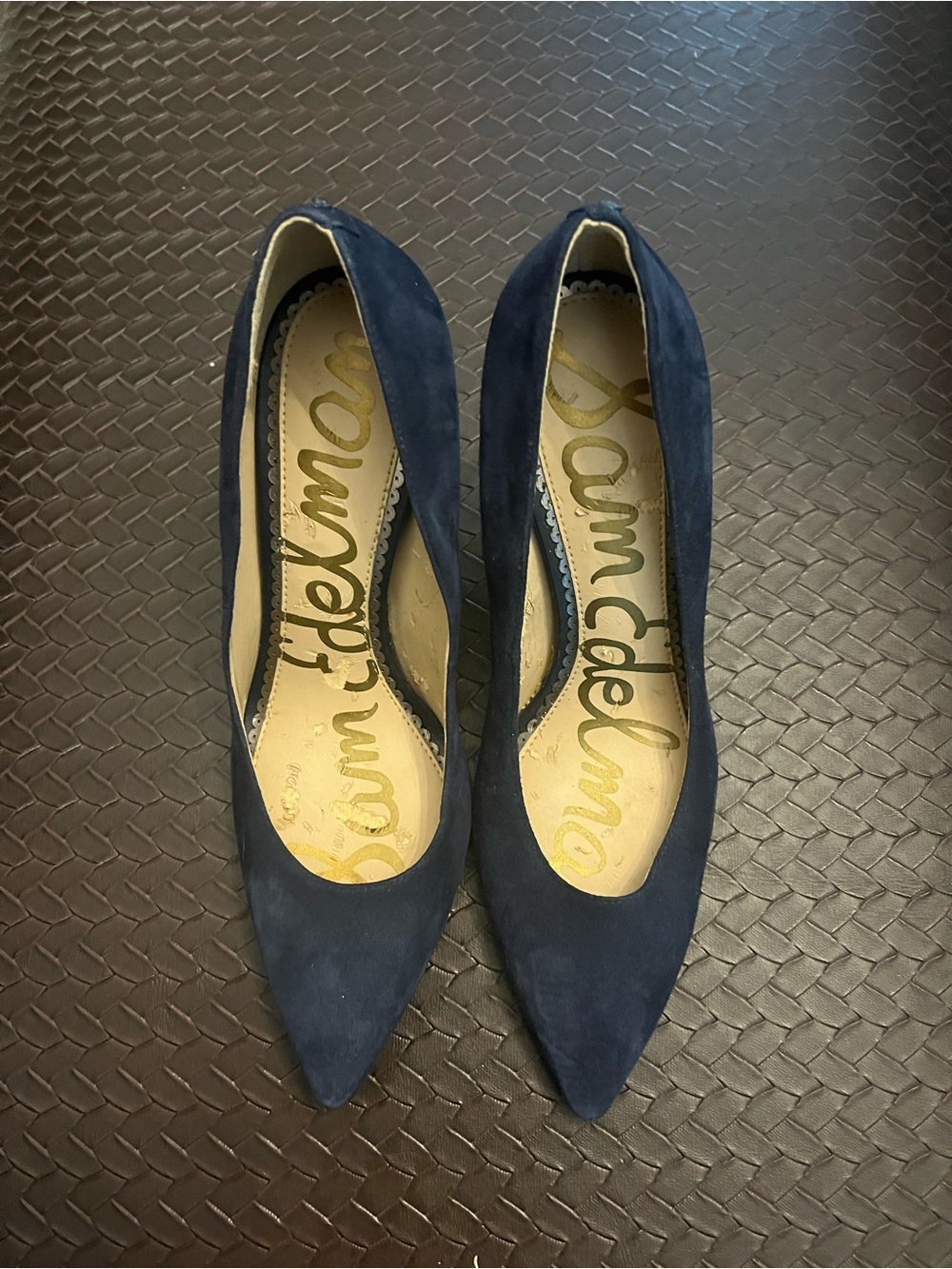 Sam Edelman Navy Suede Pointed Pumps Size 6.5 (Defect) Inside Peeling